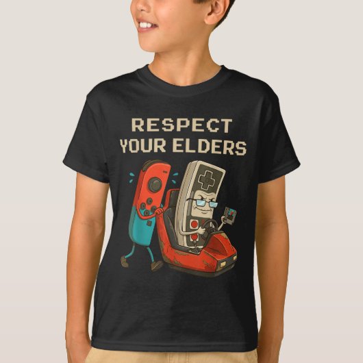 Respect Your Elders Retro Gaming Funny Gamer Contr Tシャツ (正面)
