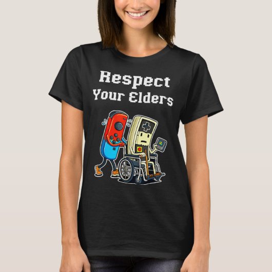 Respect Your Elders Retro Gaming Funny Gamer Contr Tシャツ (正面)