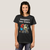 Respect Your Elders Retro Gaming Funny Gamer Contr Tシャツ (正面フル)