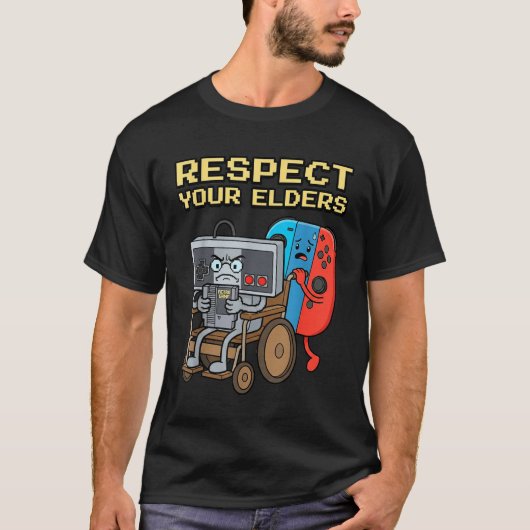 Respect Your Elders Retro Gaming Funny Gamer Contr Tシャツ (正面)