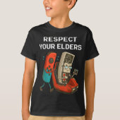 Respect Your Elders Retro Gaming Funny Gamer Contr Tシャツ (正面)