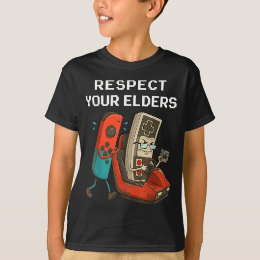 Respect Your Elders Retro Gaming Funny Gamer Contr Tシャツ (正面)
