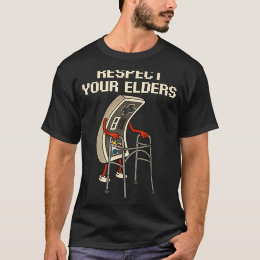 Respect Your Elders Retro Gaming Funny Gamer Contr Tシャツ (正面)