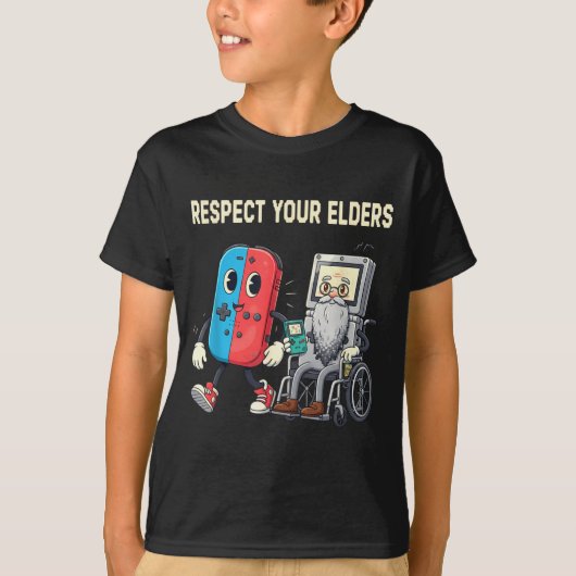 Respect Your Elders Retro Gaming Funny Gamer Contr Tシャツ (正面)