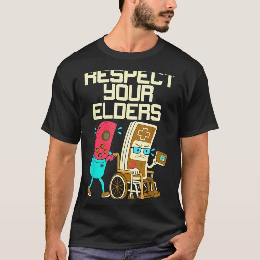 Respect Your Elders Retro Gaming Funny Gamer Contr Tシャツ (正面)