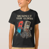 Respect Your Elders Retro Gaming Funny Gamer Contr Tシャツ (正面)