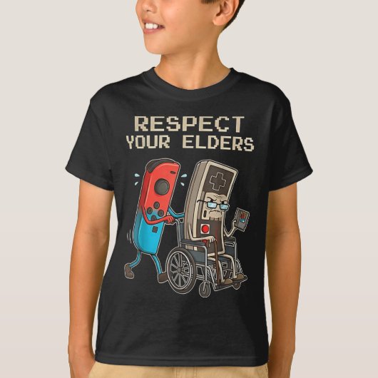 Respect Your Elders Retro Gaming Funny Gamer Contr Tシャツ (正面)
