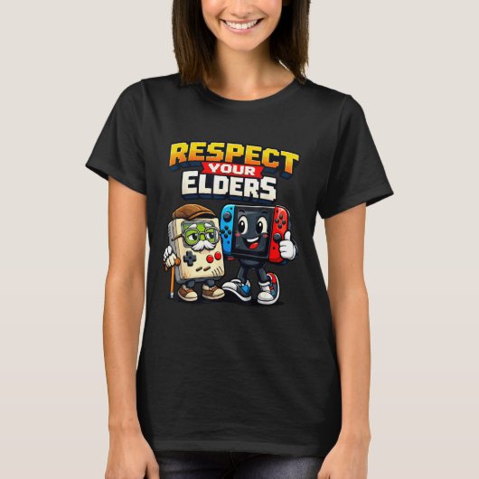 Respect Your Elders Retro Gaming Funny Gamer Contr Tシャツ (正面)