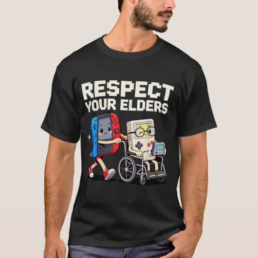 Respect Your Elders Retro Gaming Funny Gamer Contr Tシャツ (正面)