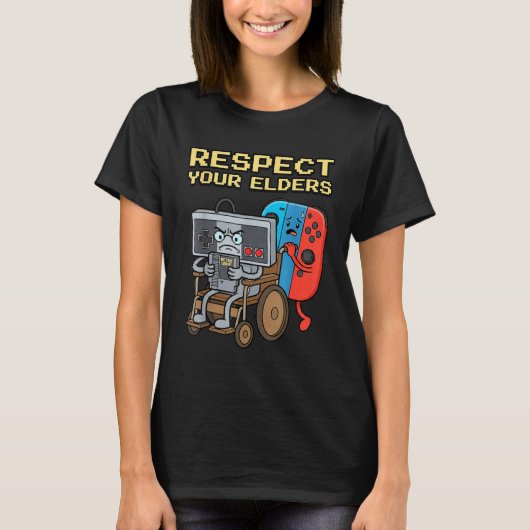 Respect Your Elders Retro Gaming Funny Gamer Contr Tシャツ (正面)