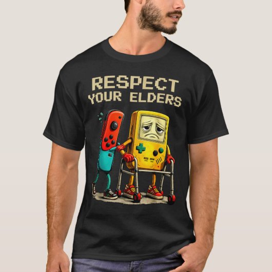 Respect Your Elders Retro Gaming Funny Gamer Contr Tシャツ (正面)