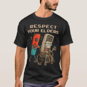 Respect Your Elders Retro Gaming Funny Gamer Contr Tシャツ (正面)