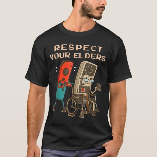 Respect Your Elders Retro Gaming Funny Gamer Contr Tシャツ (正面)