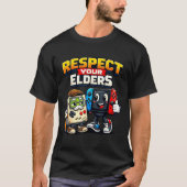Respect Your Elders Retro Gaming Funny Gamer Contr Tシャツ (正面)