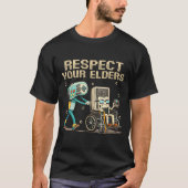 Respect Your Elders Retro Gaming Funny Gamer Contr Tシャツ (正面)