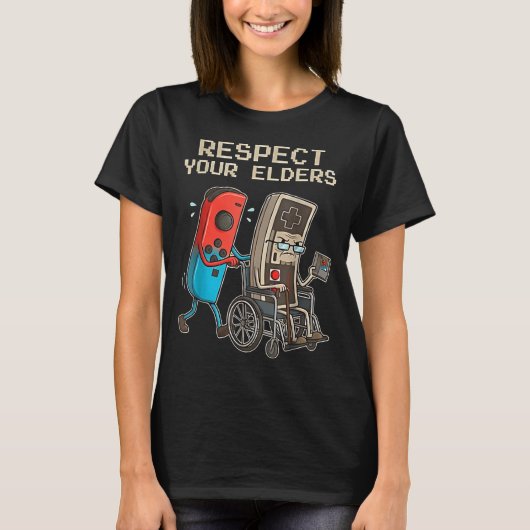 Respect Your Elders Retro Gaming Funny Gamer Contr Tシャツ (正面)