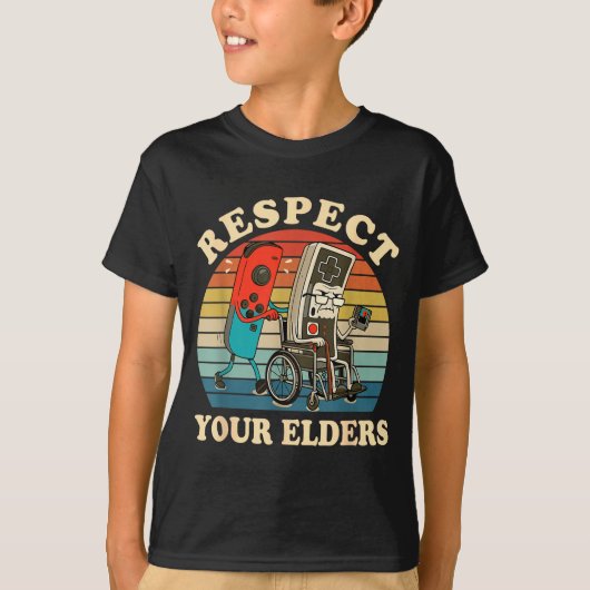 Respect Your Elders Retro Gaming Funny Gamer Contr Tシャツ (正面)