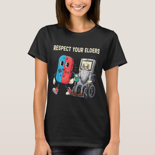 Respect Your Elders Retro Gaming Funny Gamer Contr Tシャツ (正面)