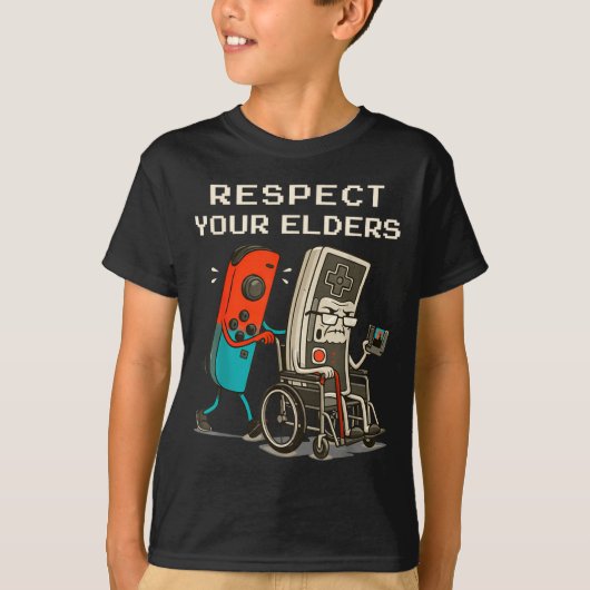 Respect Your Elders Retro Gaming Funny Gamer Contr Tシャツ (正面)