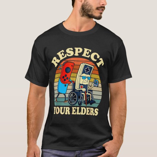 Respect Your Elders Retro Gaming Funny Gamer Contr Tシャツ (正面)