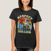 Respect Your Elders Retro Gaming Funny Gamer Contr Tシャツ (正面)