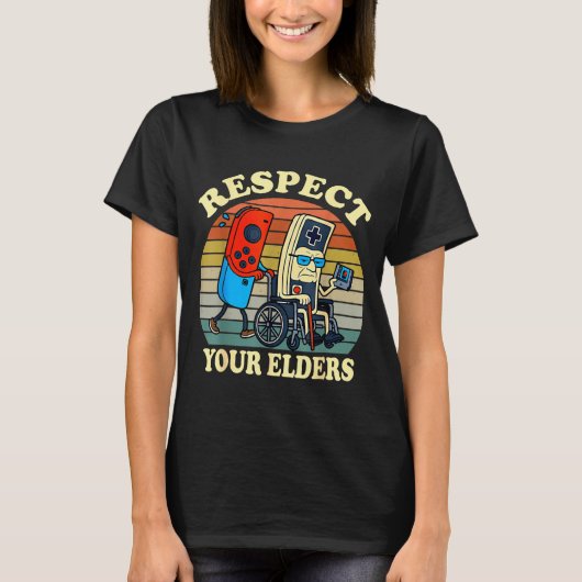 Respect Your Elders Retro Gaming Funny Gamer Contr Tシャツ (正面)