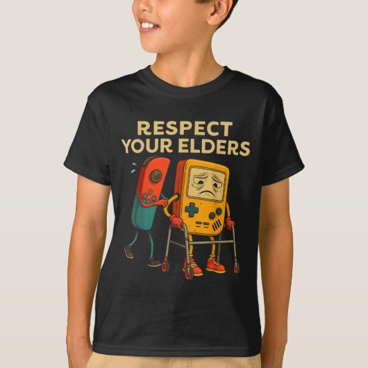 Respect Your Elders Retro Gaming Funny Gamer Contr Tシャツ (正面)