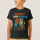Respect Your Elders Retro Gaming Funny Gamer Contr Tシャツ (正面)