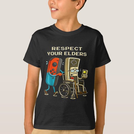 Respect Your Elders Retro Gaming Funny Gamer Contr Tシャツ (正面)