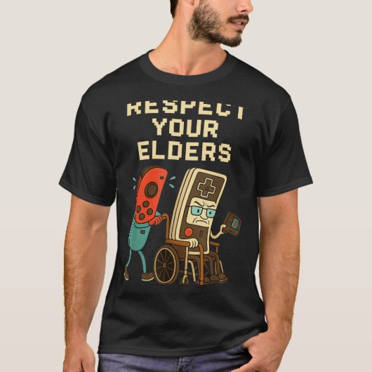 Respect Your Elders Retro Gaming Funny Gamer Contr Tシャツ (正面)