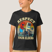 Respect Your Elders Retro Gaming Funny Gamer Contr Tシャツ (正面)