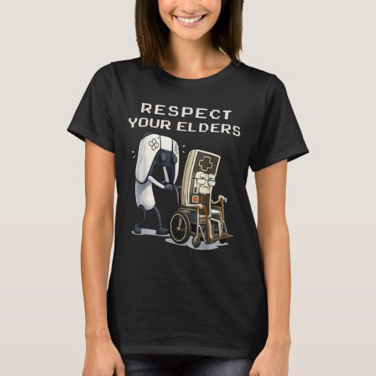Respect Your Elders Retro Gaming Funny Gamer Contr Tシャツ (正面)