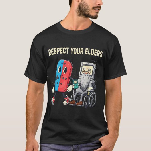 Respect Your Elders Retro Gaming Funny Gamer Contr Tシャツ (正面)