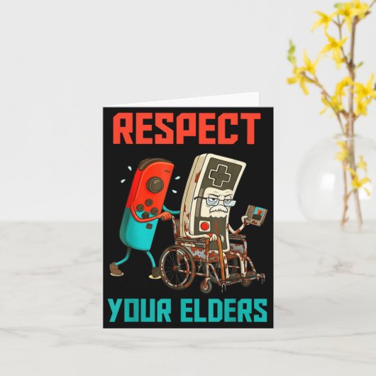 Respect Your Elders Retro Gaming Video Gamer 80s B カード (黄色い花)