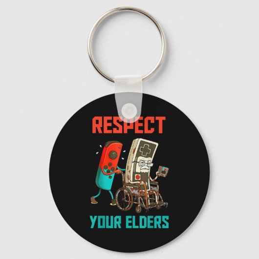 Respect Your Elders Retro Gaming Video Gamer 80s B キーホルダー (正面)