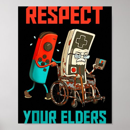 Respect Your Elders Retro Gaming Video Gamer 80s B ポスター (正面)
