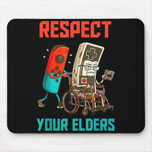 Respect Your Elders Retro Gaming Video Gamer 80s B マウスパッド (正面)
