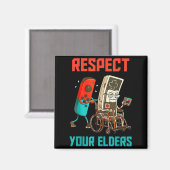 Respect Your Elders Retro Gaming Video Gamer 80s B マグネット (正面/裏面)