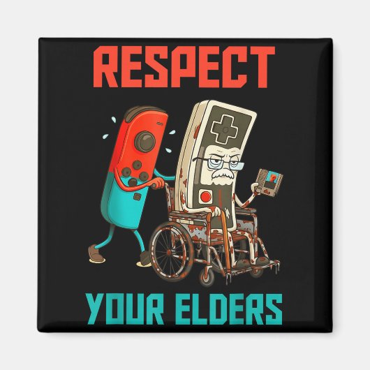 Respect Your Elders Retro Gaming Video Gamer 80s B マグネット (正面)