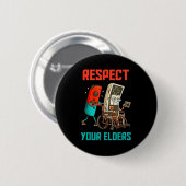 Respect Your Elders Retro Gaming Video Gamer 80s B 缶バッジ (正面&裏面)
