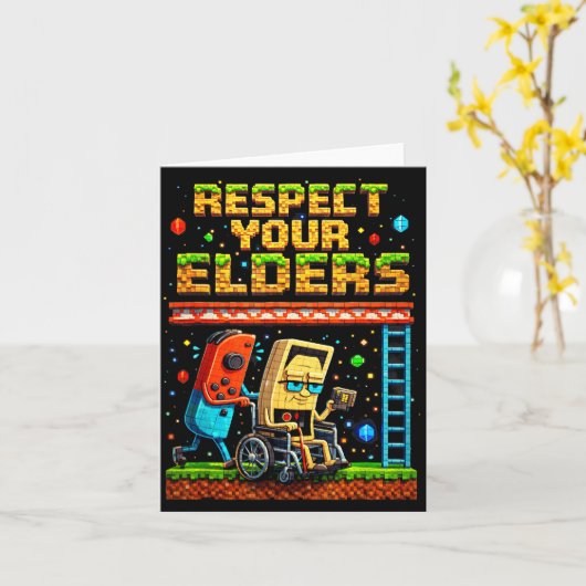 Respect Your Elders Retro Gaming Xel Gamer Control カード (黄色い花)