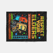 Respect Your Elders Retro Gaming Xel Gamer Control フリースブランケット (正面(横))