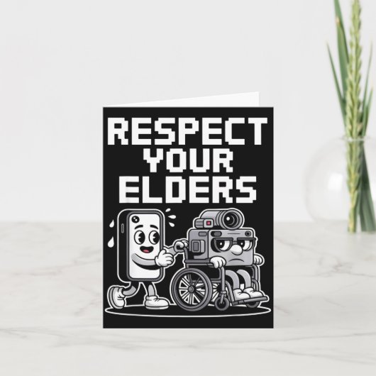 Respect Your Elders Retro Tech Camera Phone Cartoo カード (正面)
