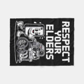 Respect Your Elders Retro Tech Camera Phone Cartoo フリースブランケット (正面(横))