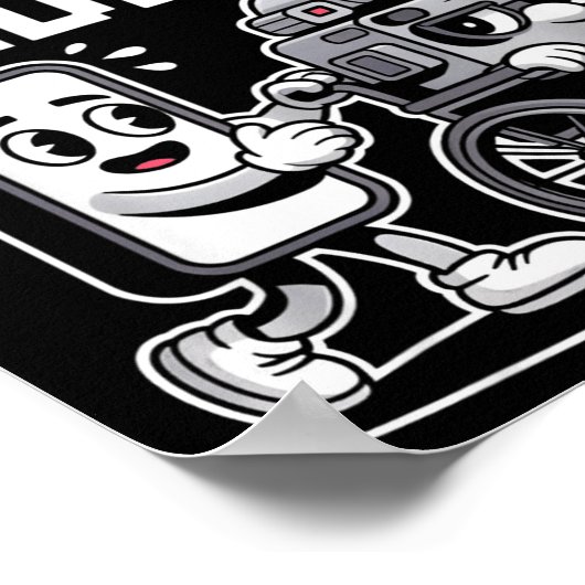 Respect Your Elders Retro Tech Camera Phone Cartoo ポスター (角)
