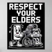 Respect Your Elders Retro Tech Camera Phone Cartoo ポスター (正面)