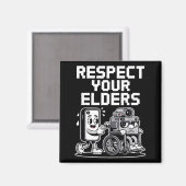 Respect Your Elders Retro Tech Camera Phone Cartoo マグネット (正面/裏面)