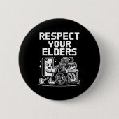 Respect Your Elders Retro Tech Camera Phone Cartoo 缶バッジ (正面)