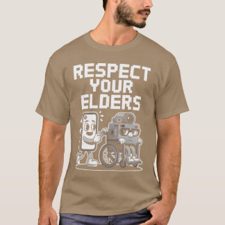 Respect Your Elders Retroech Camera Phone Cartoon  Tシャツ