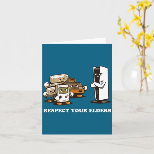 Respect Your Elders T Retro 90s Gaming カード (黄色い花)